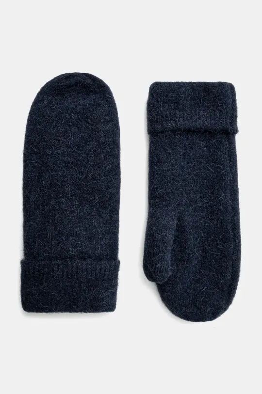 Samsoe Samsoe woolen gloves navy blue color